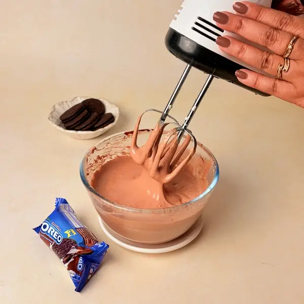 Halloween-Themed Cheesecake - An Oreo-Crusted Black Cocoa Dessert - Folding Chocolate Cream