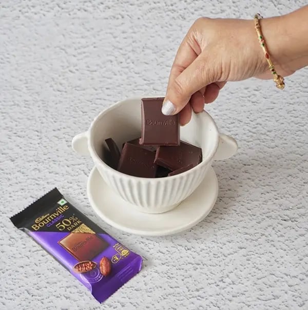 Healthy & Chocolatey Fruit Salad Bars with Bournville Chocolate - Break the Bournville chocolate into chunks