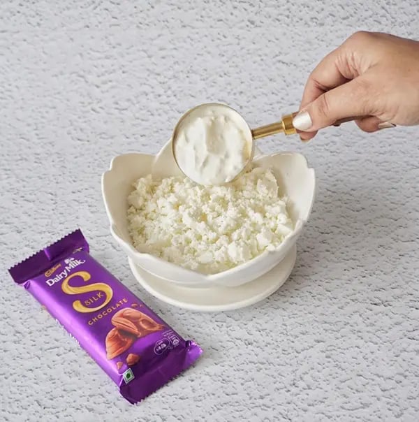 Healthy Cheesecake with Dairy Milk Silk and Mixed Nuts - Combine paneer and Greek yogurt
