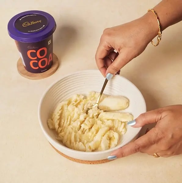 Healthy Choco Coconut Truffles With Banana For Friendship Day Gift Recipe - Mashed Bananas In Bowl