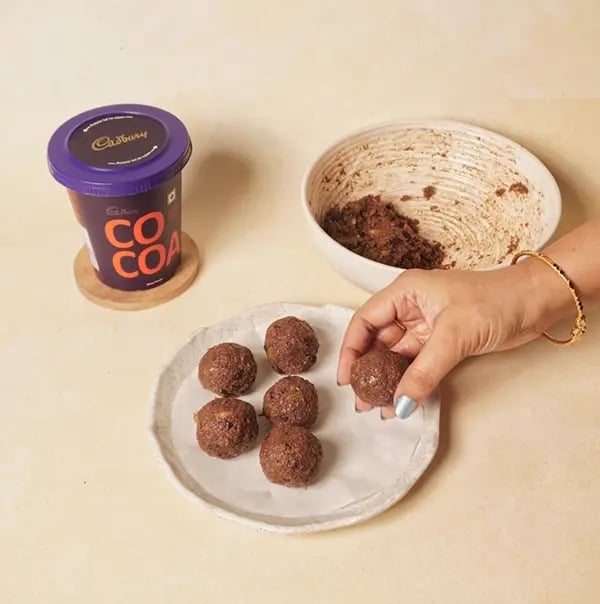 Healthy Choco Coconut Truffles With Banana For Friendship Day Gift - Take small portions of the mixture