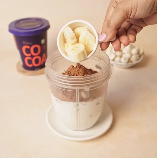 Healthy Choco Makhana Smoothie Recipe - Chopped Banana Added