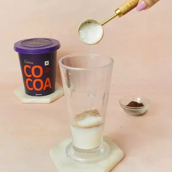 Homemade Chocolate Cocoa Iced Coffee - Add 2 tsp of sugar