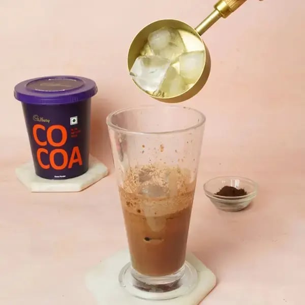Homemade Chocolate Cocoa Iced Coffee - Add a few ice cubes