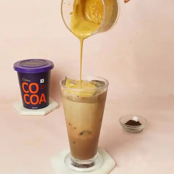 Homemade Chocolate Cocoa Iced Coffee - Pour the frothy coffee mixture
