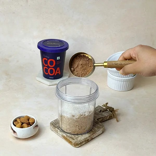 Homemade Cocoa Almond Nutella-Add Cadbury cocoa powder