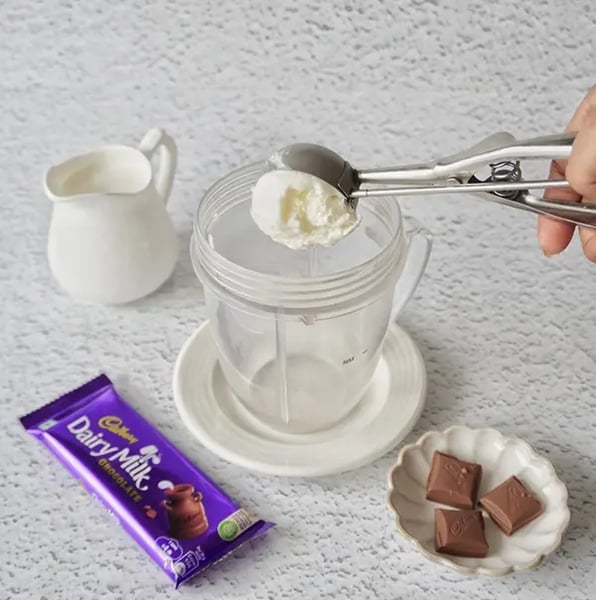 Iced Chocolate Shake With Cadbury Dairy Milk Chocolate Recipe - Vanilla Ice Cream Scoops