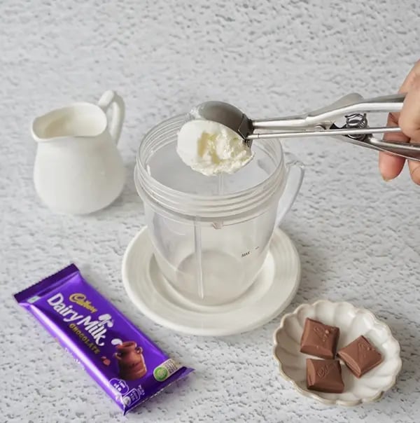 Iced Chocolate Shake with Cadbury Dairy Milk Chocolate - 2 scoops of vanilla ice cream