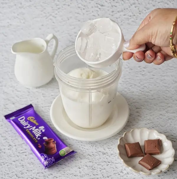 Iced Chocolate Shake with Cadbury Dairy Milk Chocolate - Few ice cubes