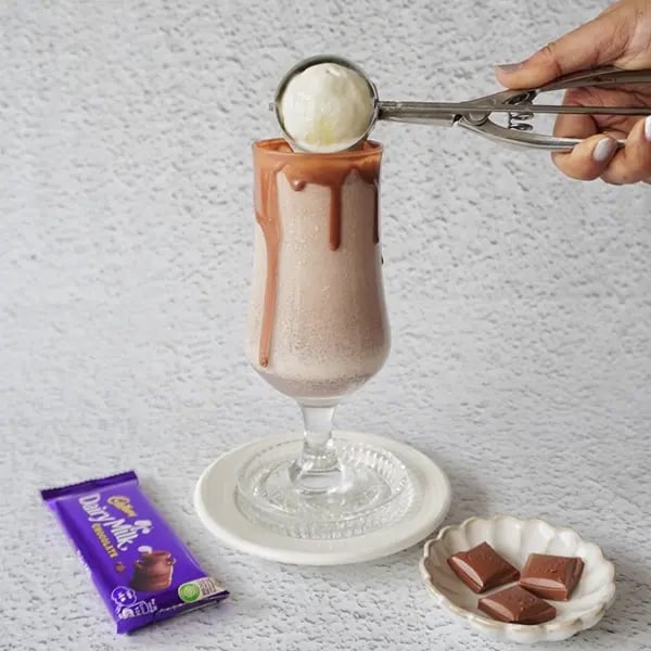 Iced Chocolate Shake with Cadbury Dairy Milk Chocolate - Extra scoop of vanilla ice cream