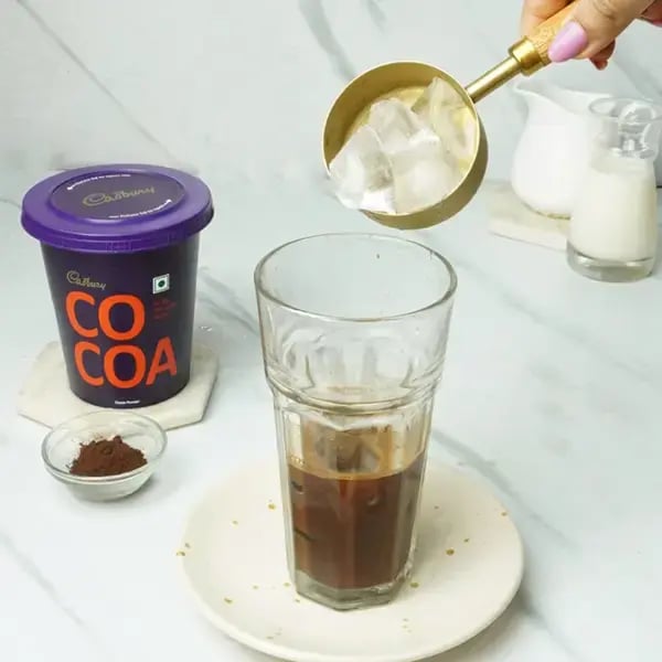 Iced Mocha Cocoa Shake - Add a few ice cubes