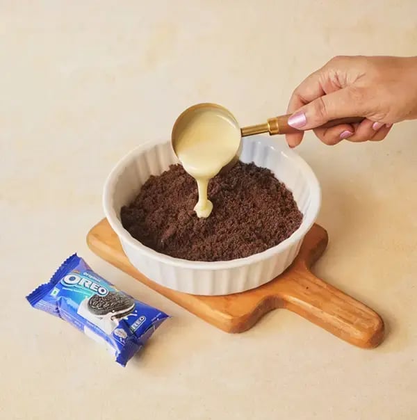 Instant Oreo Chocolate Ladoo For Raksha Bandhan - Add sweetened condensed milk