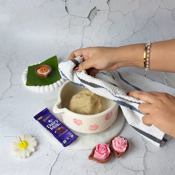 Karanji Recipe With Dairy Milk-Stuffed Mawa: A Rich Diwali Sweet With A Gooey Center - Dough Resting Damp Cloth