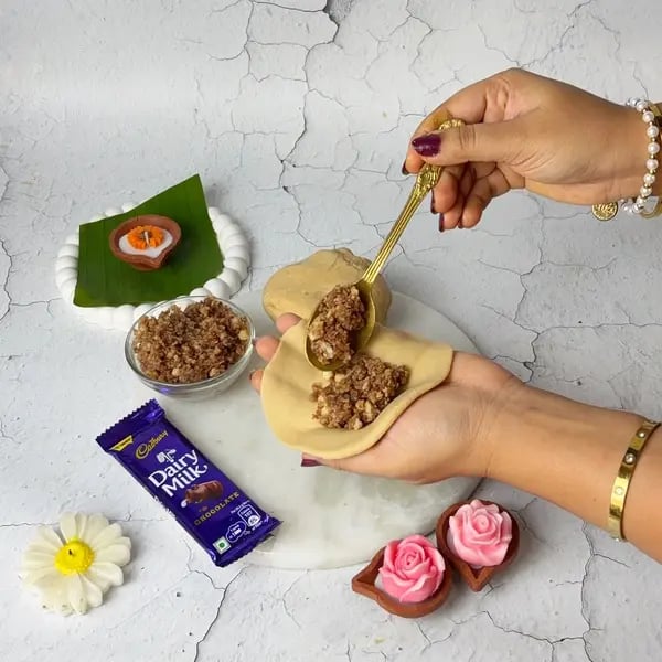 Karanji Recipe With Dairy Milk-Stuffed Mawa: A Rich Diwali Sweet With A Gooey Center - Folded Half-Moon Shape
