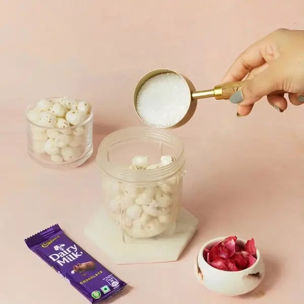 Karwachauth Special Dairy Milk Makhana Barfi - Grind into a fine powder