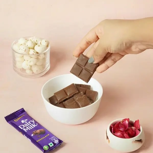 Karwachauth Special Dairy Milk Makhana Barfi Recipe - Melted Chocolate
