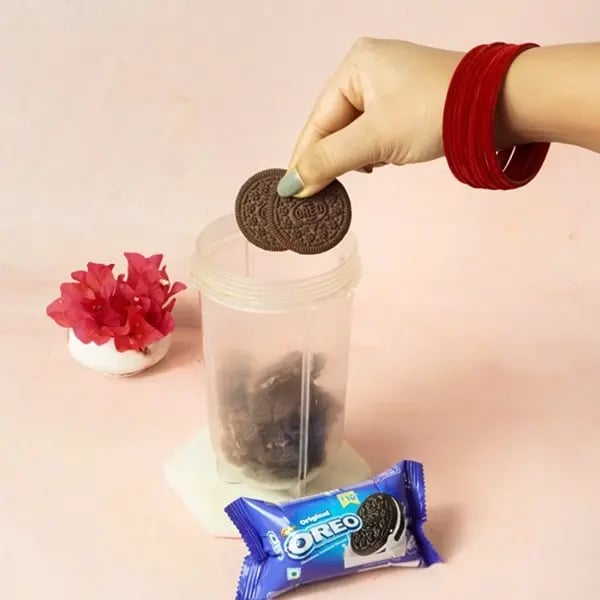 Karwachauth Special Oreo Coconut Halwa Mithai For Fasting - Break all the Oreo cookies into a blender