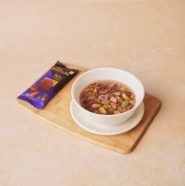 Kunafa Chocolate Chia Pudding with Bournville-This softens the pistachios