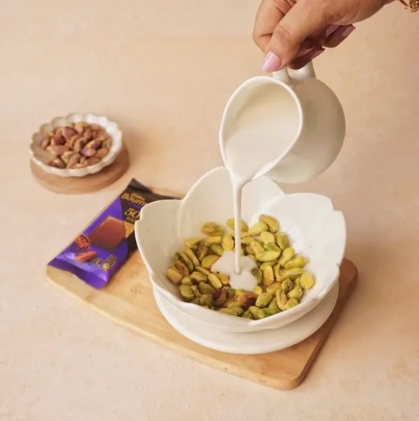 Kunafa Chocolate Chia Pudding with Bournville-Pour in the coconut milk