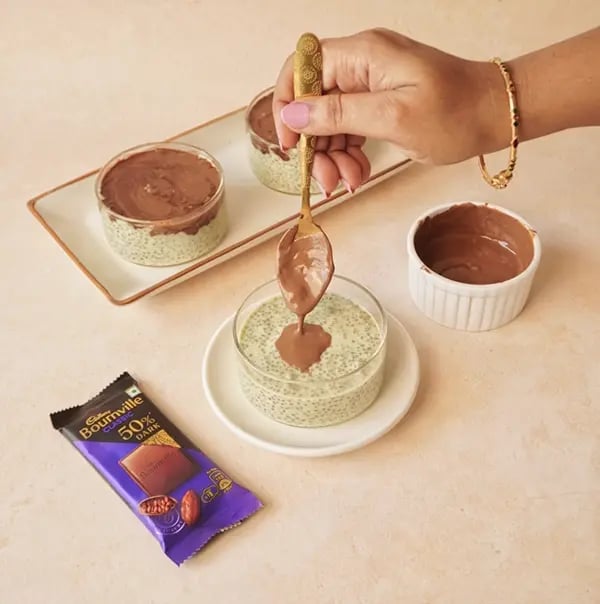 Kunafa Chocolate Chia Pudding with Bournville-Once the pudding is set