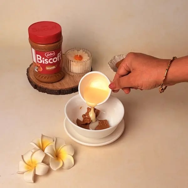 Lotus Biscoff Modak For Ganpati Bappa - Mixing Biscoff Condensed Milk