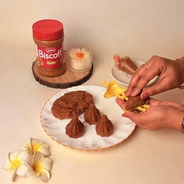 Lotus Biscoff Modak For Ganpati Bappa - Filling Modak Mould
