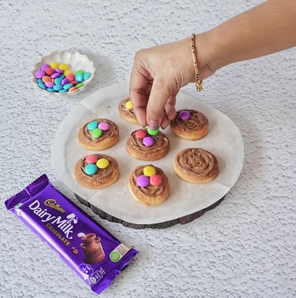Mini Egg Nest Sugar Cookies with Dairy Milk And Gems-Add 3 mini eggs or Gems