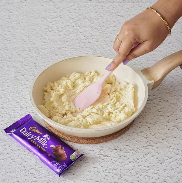 Modak with Dairy Milk Chocolate Filling-Heat a non-stick pan
