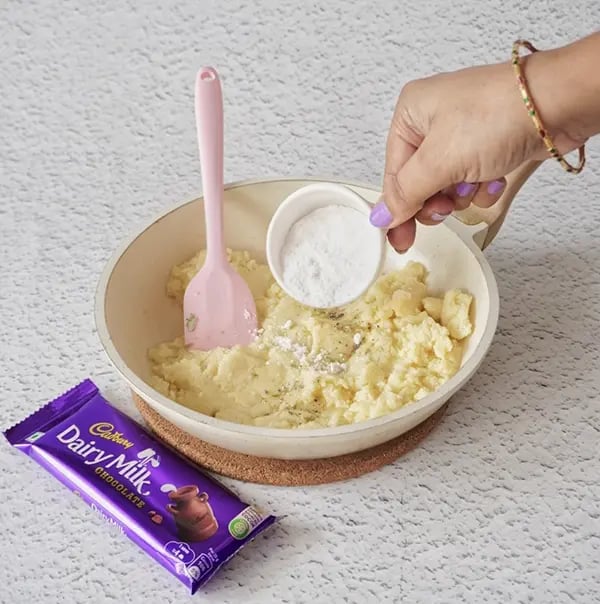 Modak with Dairy Milk Chocolate Filling-Turn off the heat and let it cool slightly