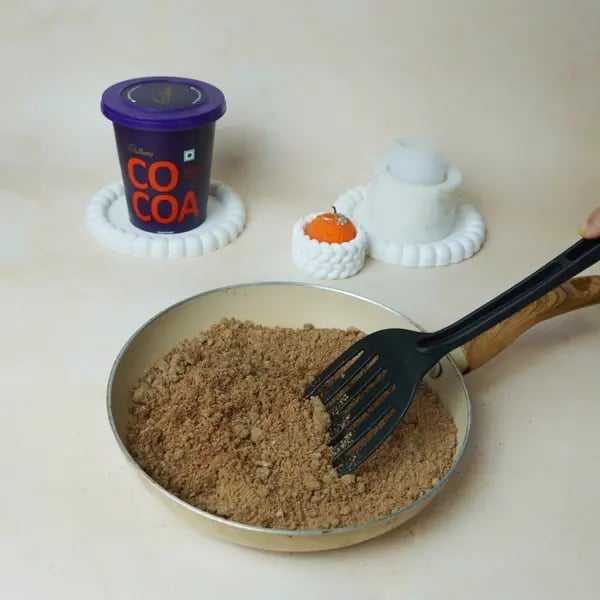 Mohanthal Recipe With Cocoa And Gems: Add A Fun Twist To This Gujarati Diwali Mithai - Roasting Flour Mixture