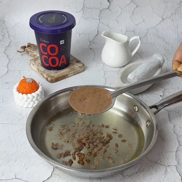 Motichur Laddu Recipe With Cocoa: Give The Classic Diwali Sweet A Rich Twist - Dropping Batter Into Oil