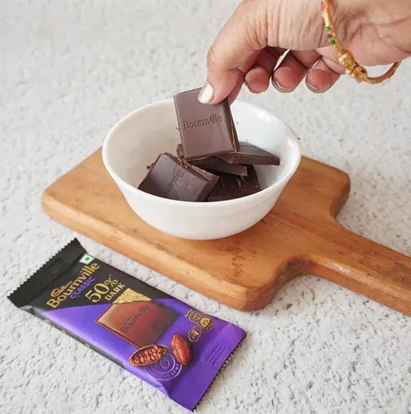 No Bake Chocolate Tart - Break Bournville into pieces