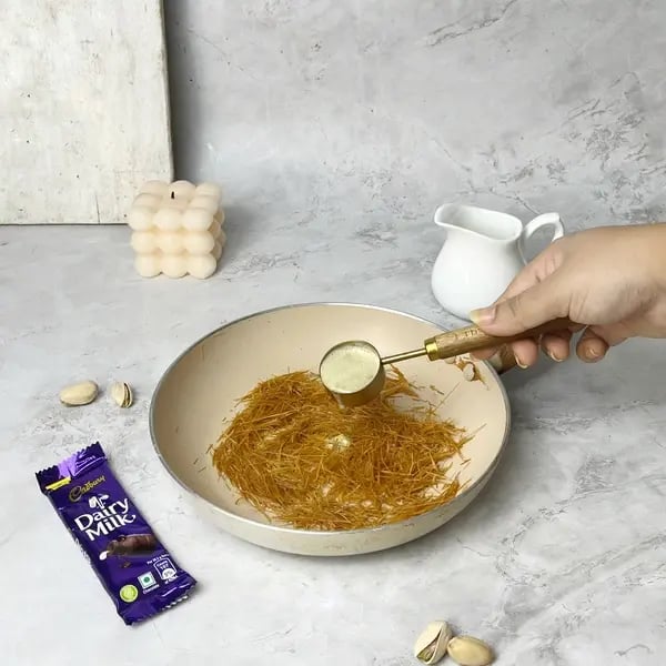 No-Bake Kunafa Dairymilk Cheesecake - Stirring Pistachio Butter