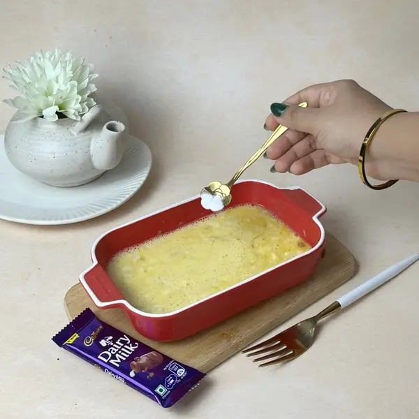 No-Fuss Banana Dairy Milk Chocolate Cake - Sprinkling Baking Soda