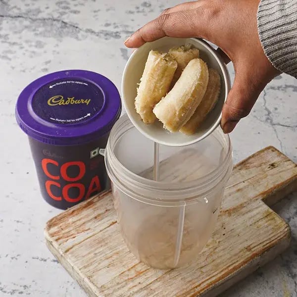 Oats Chocolate Muffins - Ripe bananas in a blending jar