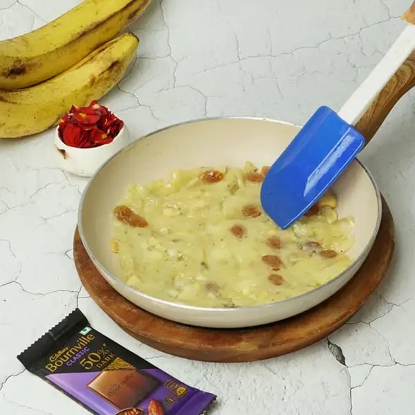 Onam Special Bournville Banana Halwa - Then smash a little