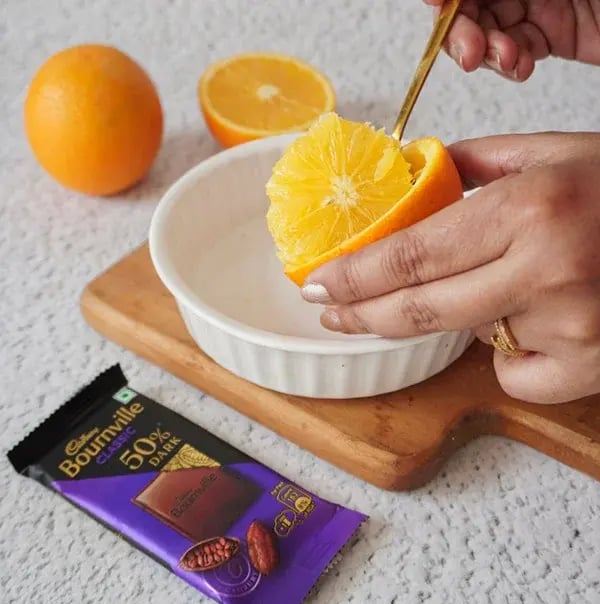 Orange Chocolate Mousse with Pistachio - Carefully scoop out the pulp