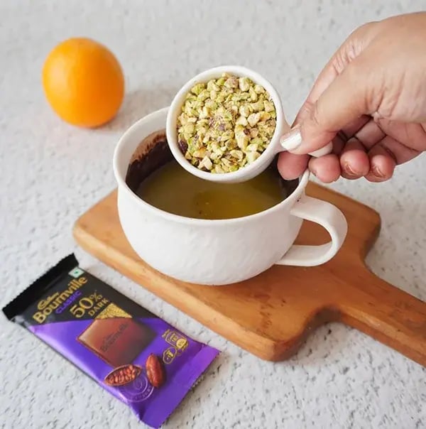 Orange Chocolate Mousse with Pistachio - Sprinkle in finely chopped pistachios