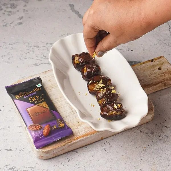 Orange Chocolate Stuffed Dates - Sprinkle some chopped nuts