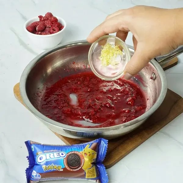 Oreo Chocolate Lemon Raspberry Tart - Add the lemon zest