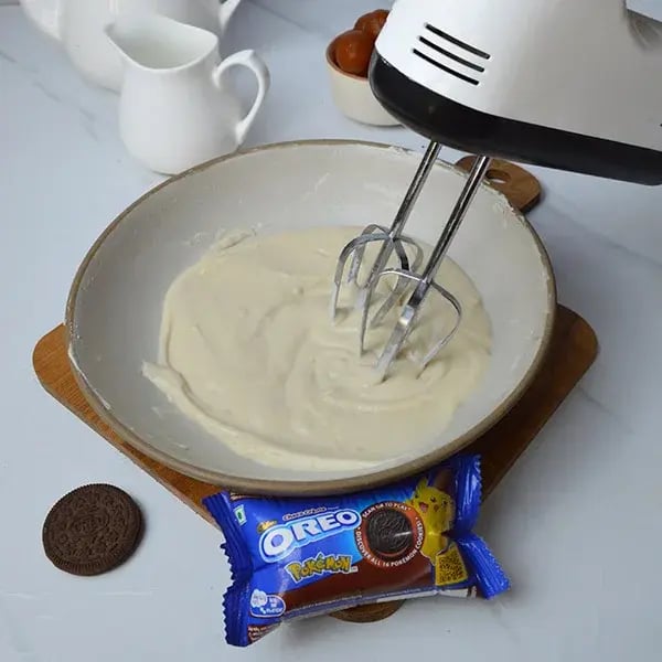 Oreo Crust Gulab Jamun Cheesecake - Mix all ingredients