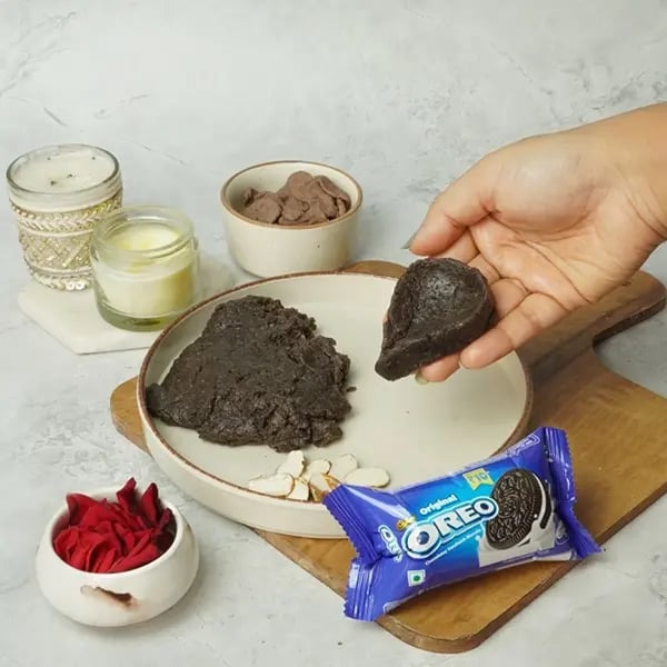 Oreo Diya Sweet For Diwali-shape it into a diya with your finger