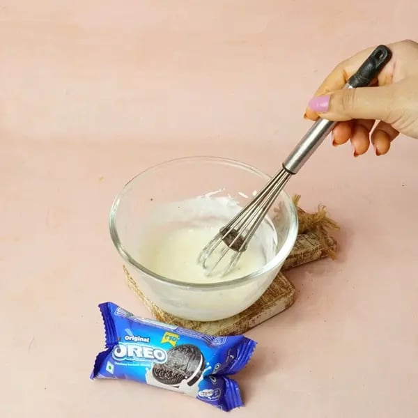 Oreo Dora Pancake-Mix the cream and Oreo filling