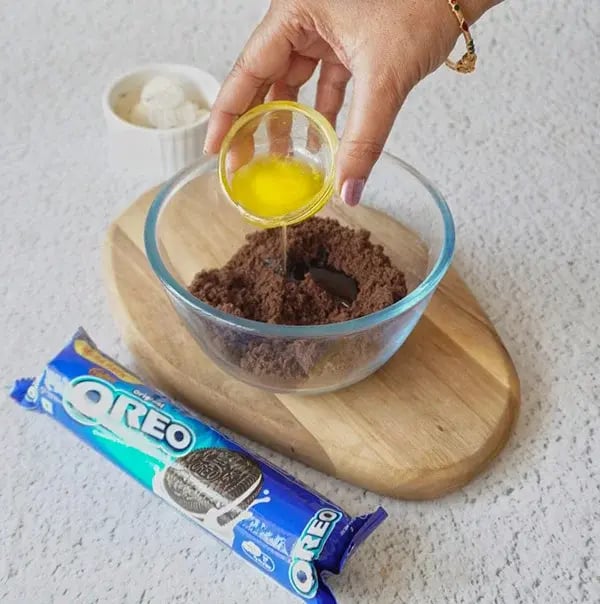 Oreo Frost Cups - Add melted butter