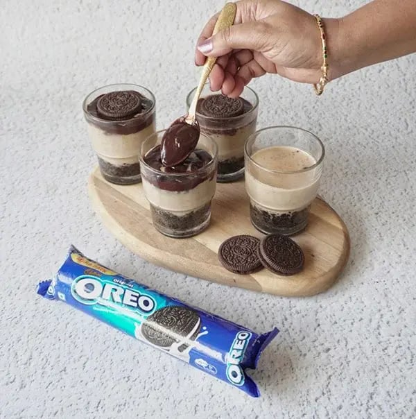 Oreo Frost Cups - Garnish with an Oreo cookie