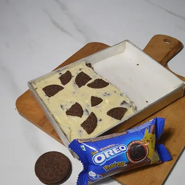 Oreo Frozen Brownie Delight - Cut into cubes