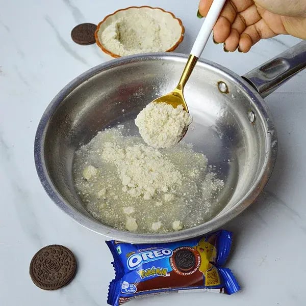 Oreo Kaju Katli Fusion - Add the cashew powder