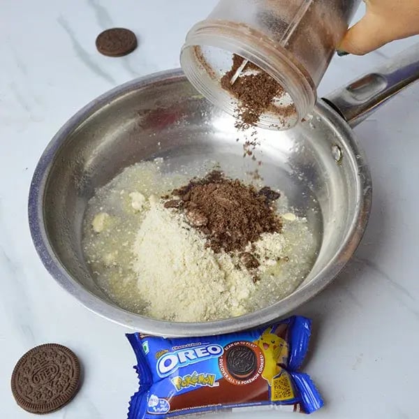 Oreo Kaju Katli Fusion - Add the Oreo biscuit powder