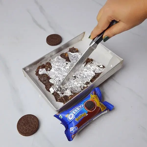 Oreo Kaju Katli Fusion - Apply some silver varq