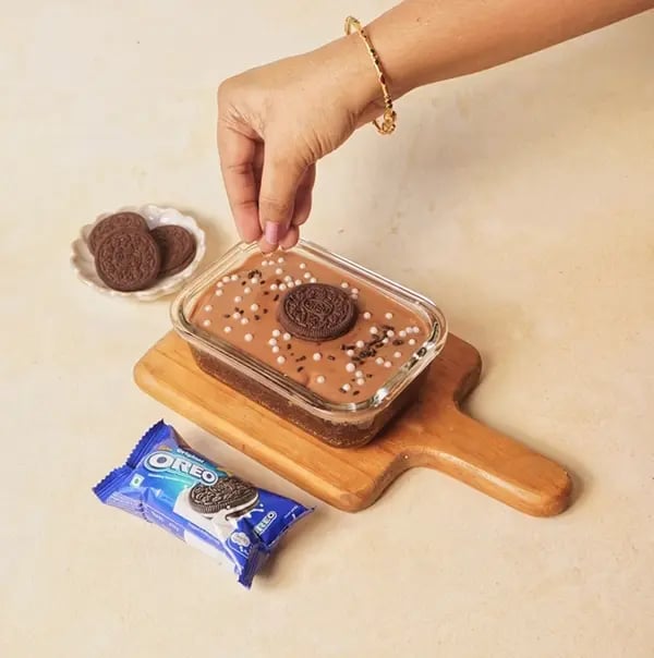 Oreo Lunch Box Cake For Friendship Day - Sprinkle colorful sprinkles or edible glitter